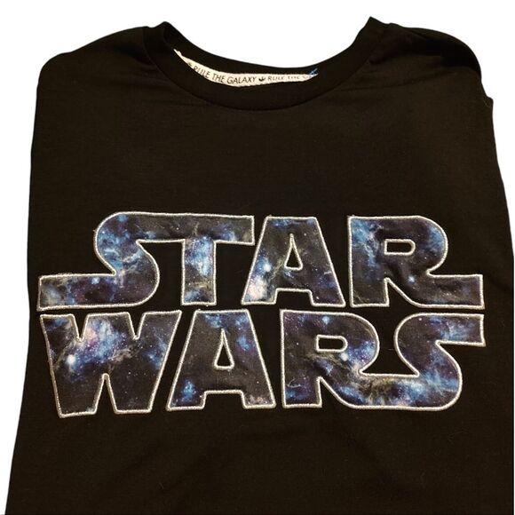 Disney Star Wars Our Universe Logo Galaxy Mens Ringer Tee Size Small Blue/Black - Picture 5 of 5